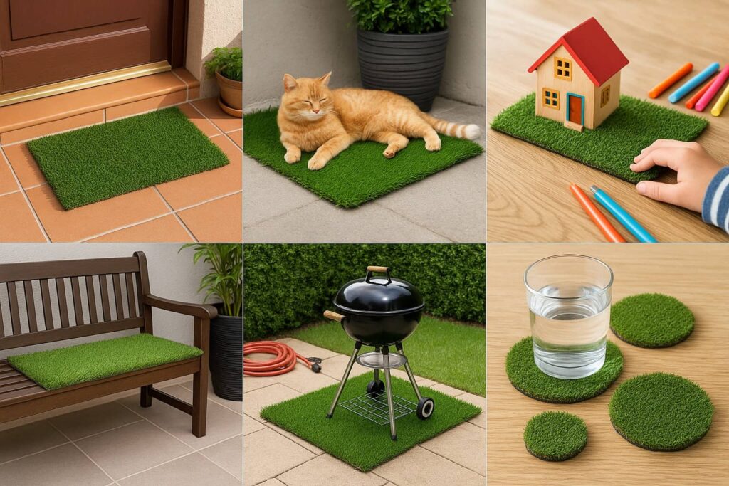 ideas para reutilizar los recortes o sobrantes del césped artificial