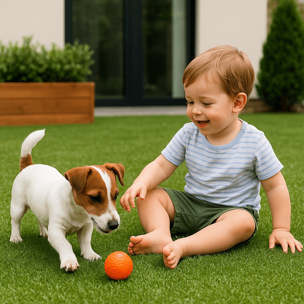 césped artificial antialérgico para niños y mascotas